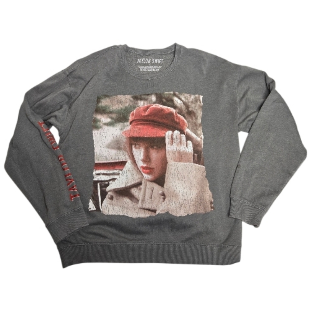 TAYLOR‎ SWIFT Red Album gray long sleeve crewneck sweatshirt sweater L